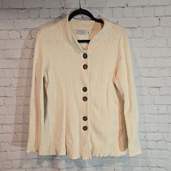 Willow Sweaters - Willow cream button front cotton cardigan size S